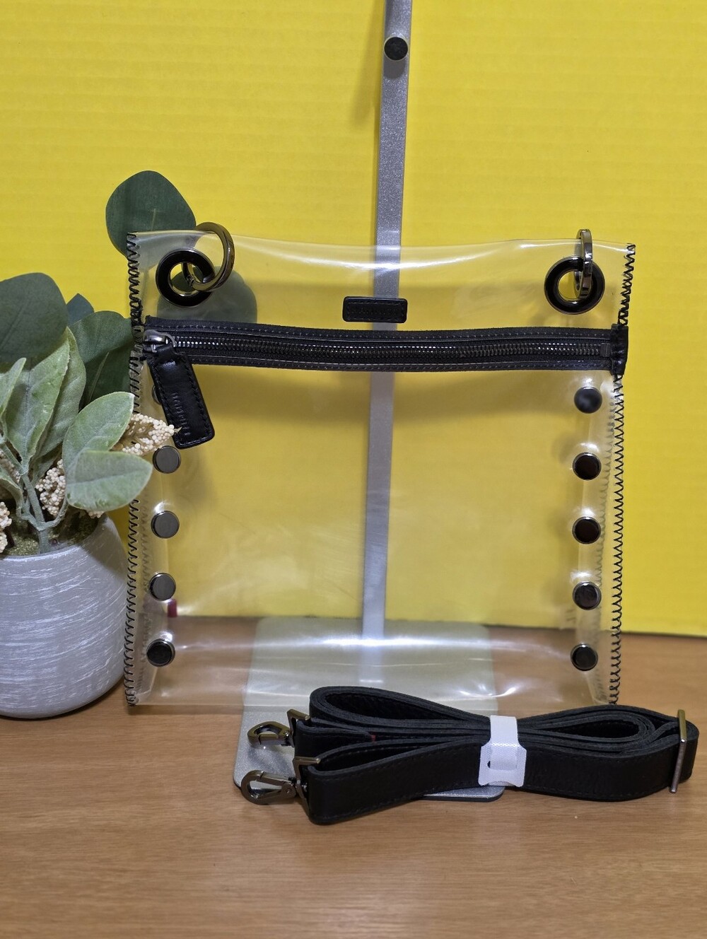 Hammitt Clear PVC Crossbody Bag with Black Trim